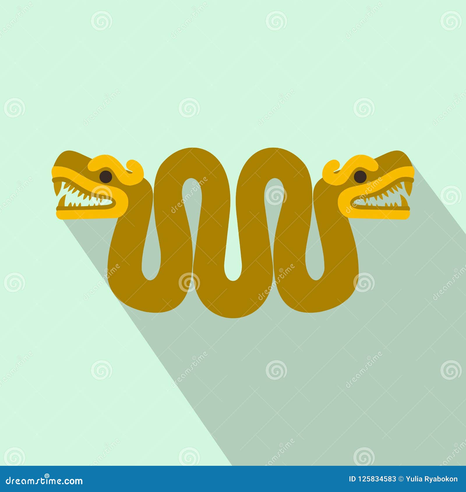 Serpiente Azteca Con El Icono De Dos Cabezas, Estilo Plano Stock de
