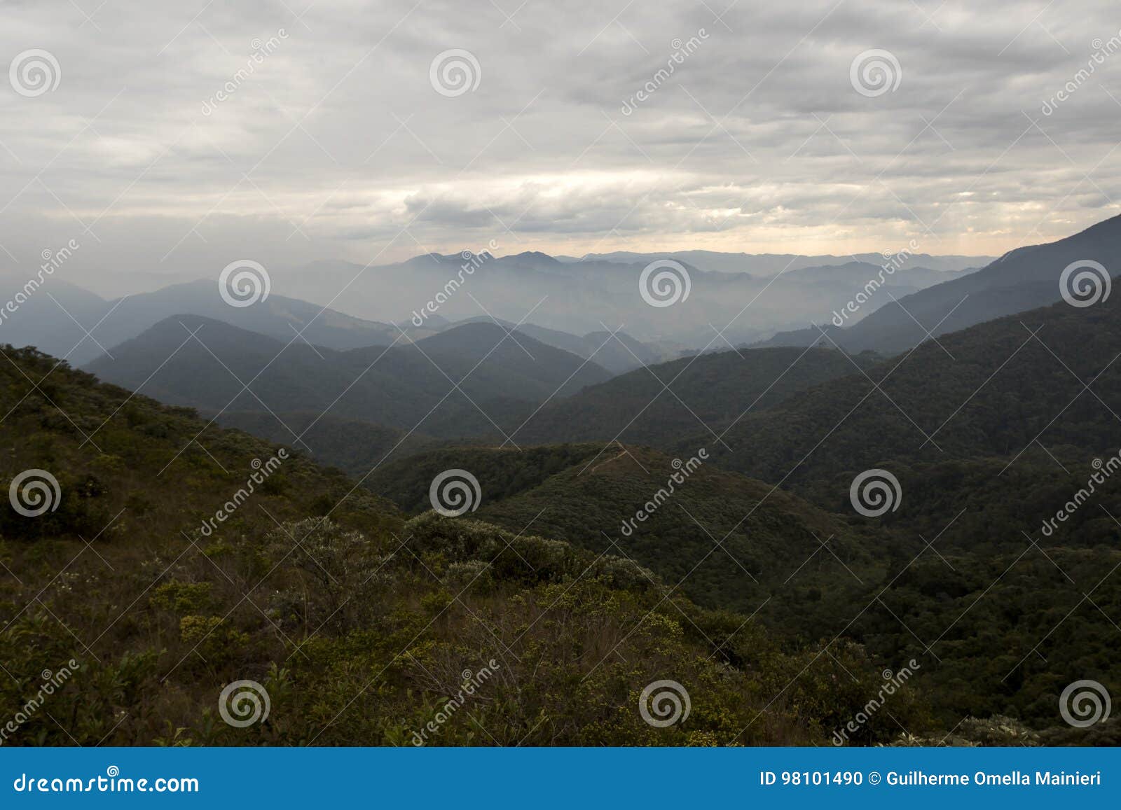 serra fina mountain range with clouds in the winter of minas gerais brazil horizontal