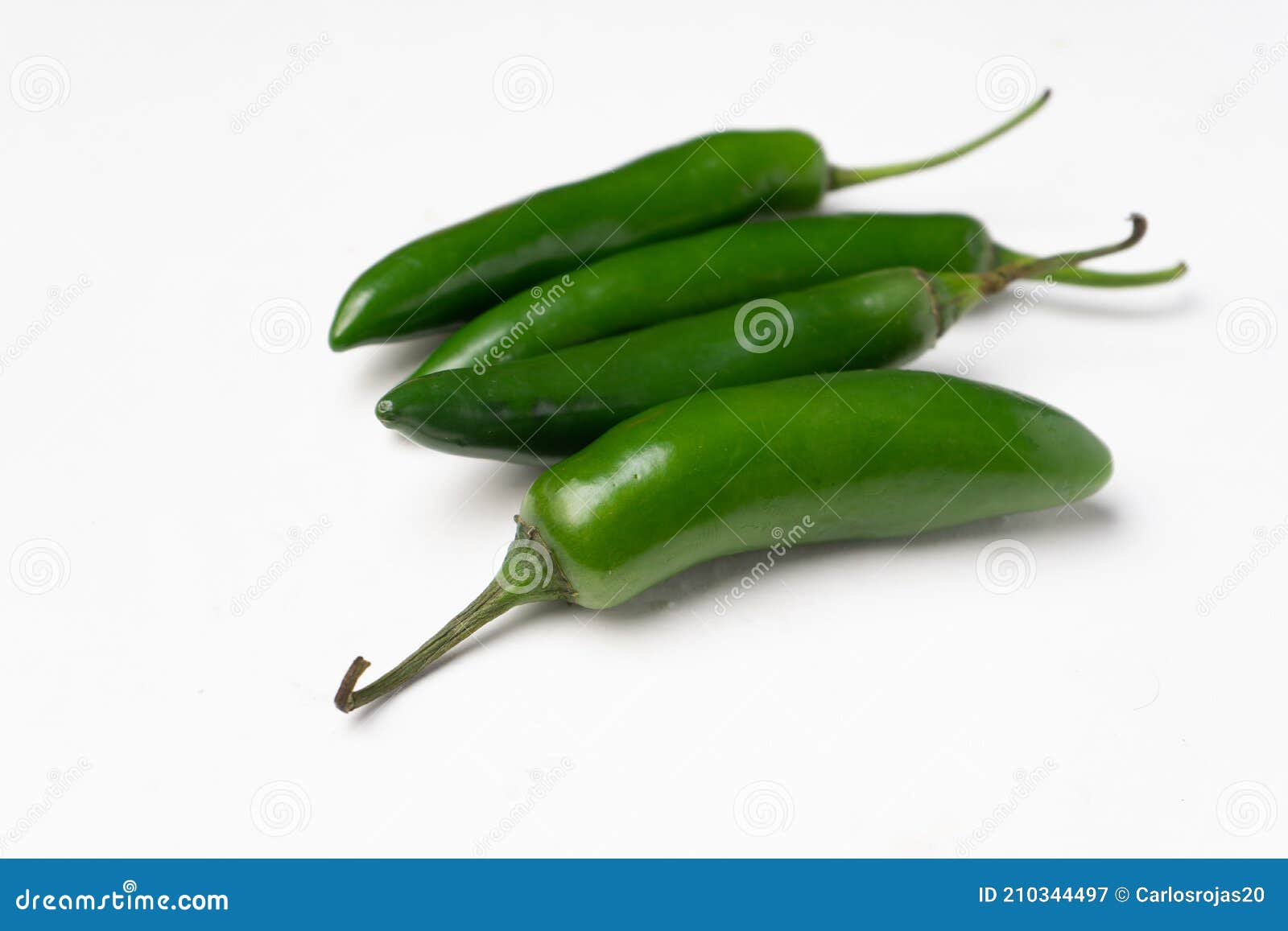 serrano chili pepper on white background