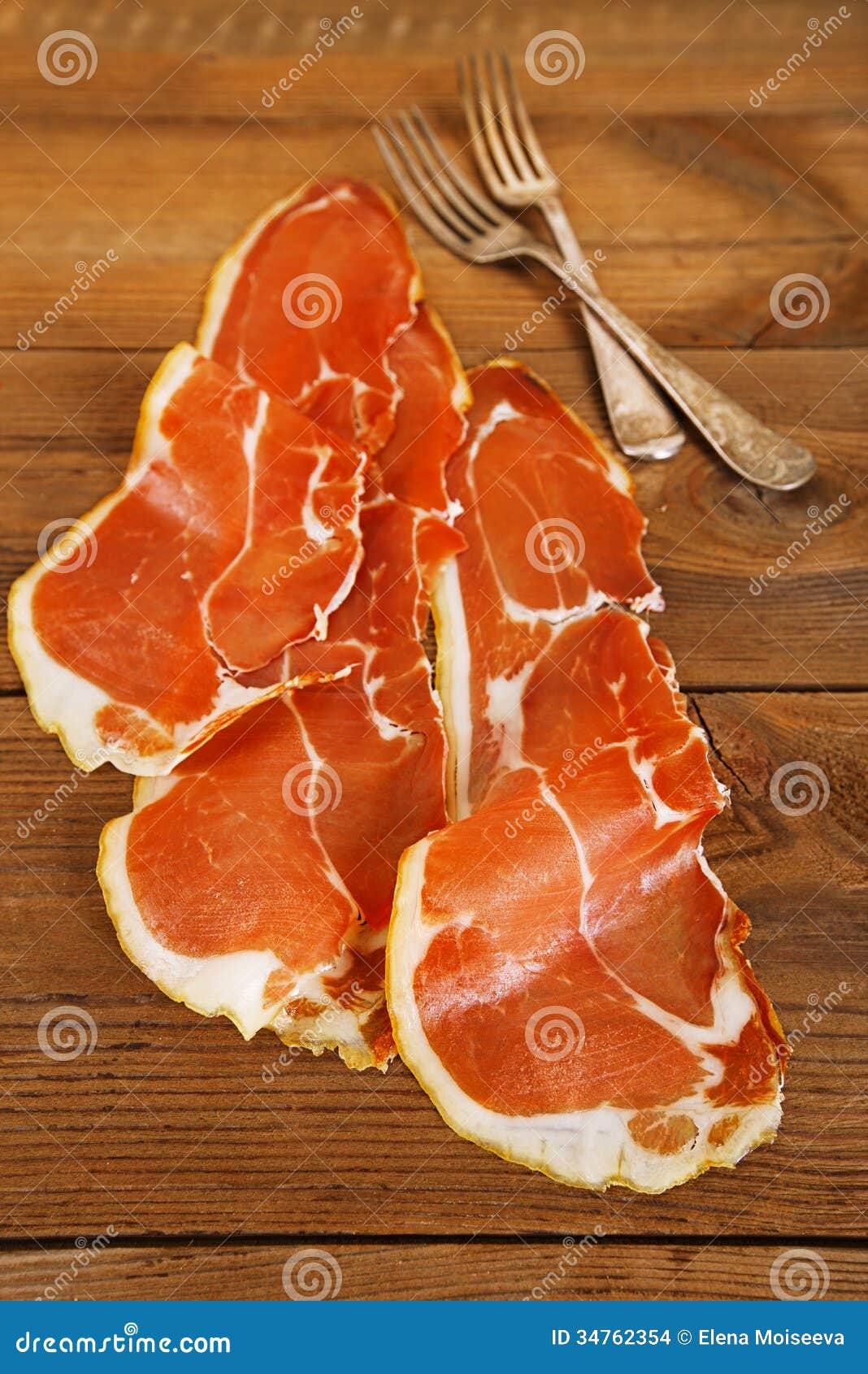 Serrano Ham Jamon Cured Meat on Wood Stock Photo Image of slices
