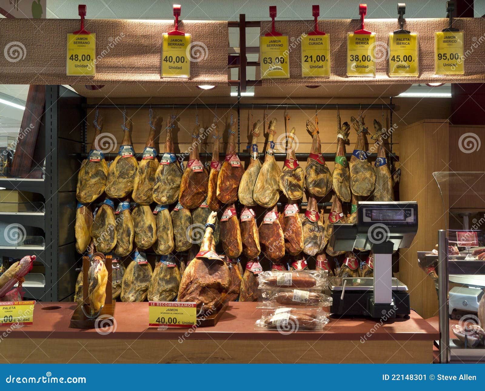 Serrano Ham Supermarket Spain Editorial Photo Image of butchers