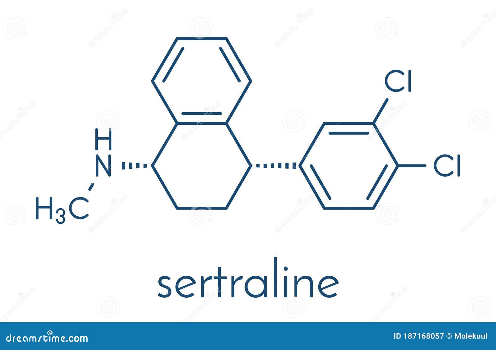 Sertraline Antidepressant Drug Molecule. Skeletal Formula Cartoon ...
