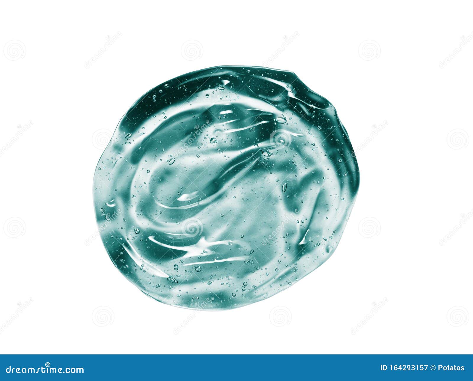 serum gel texture. clear blue cosmetic liquid cream swatch  on white background