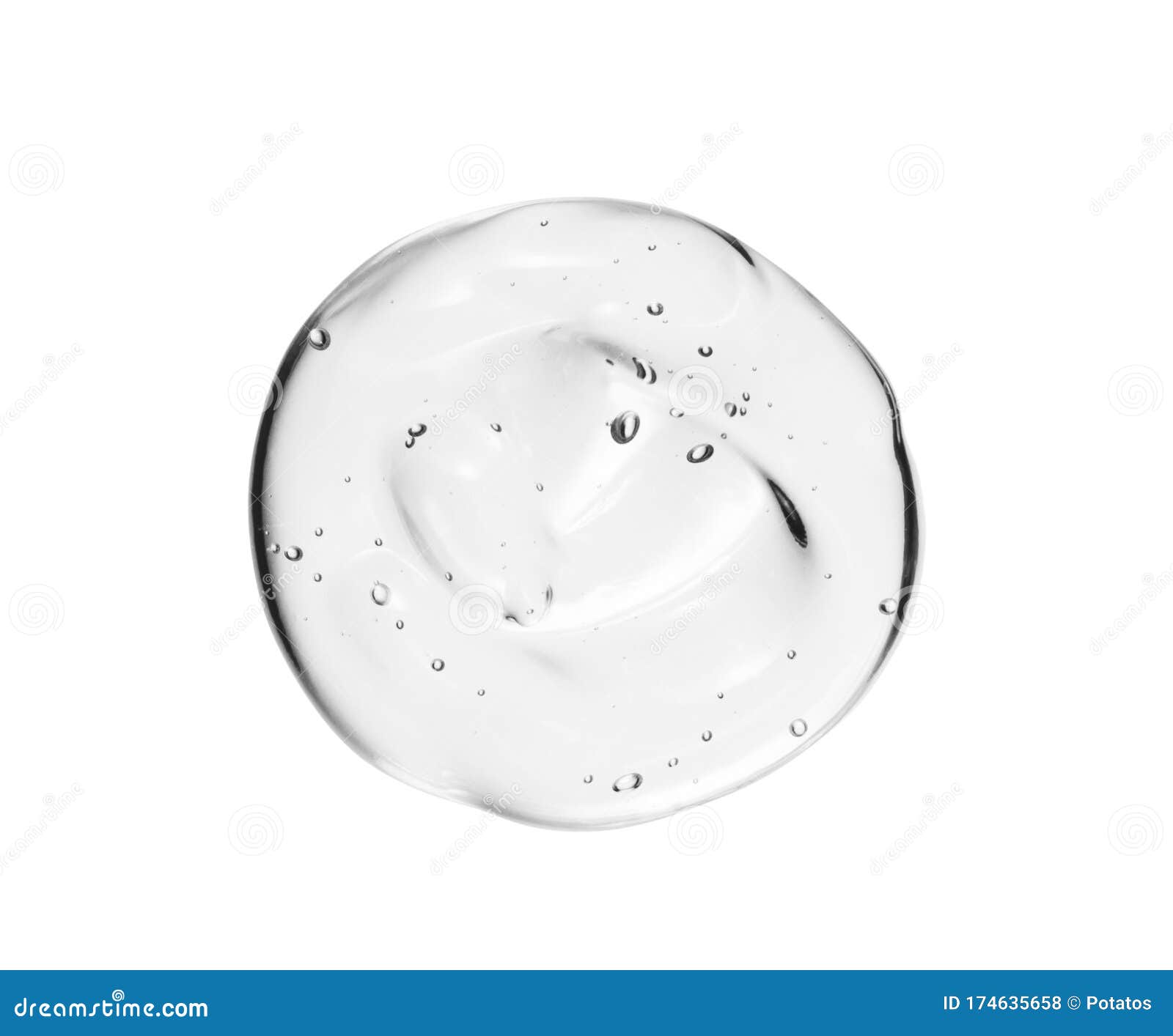 serum texture. clear liquid gel drop. transparent skin care cream swatch  on white background