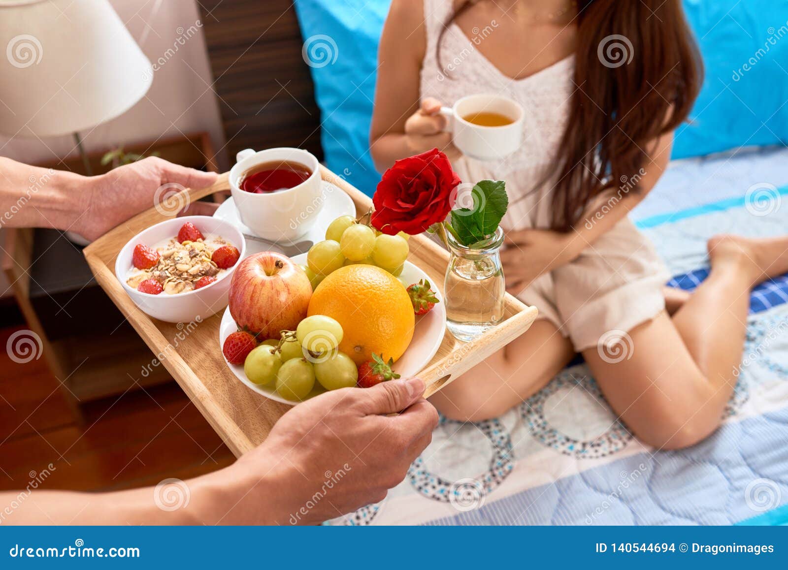 Serve breakfast in bed stock photo. Image of valentines - 140544694
