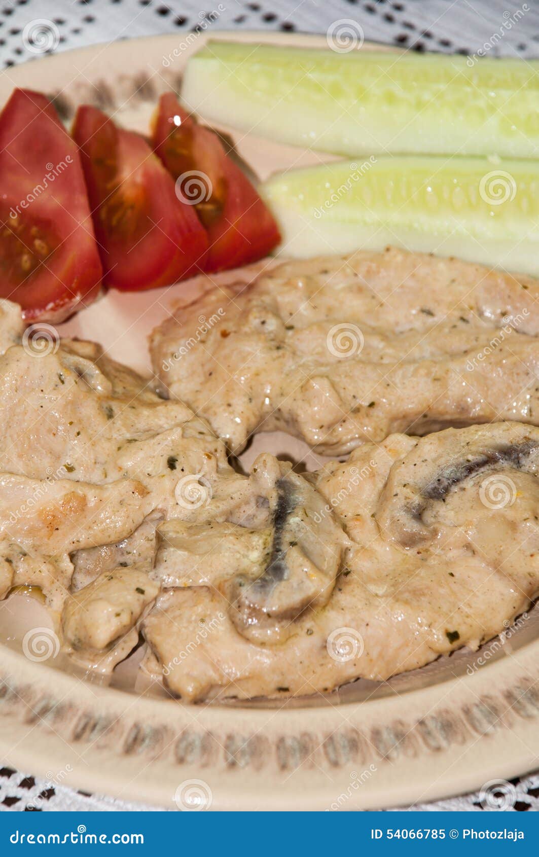 Served Chicken Breasts with Mushrooms and Salad Stock Image Image of