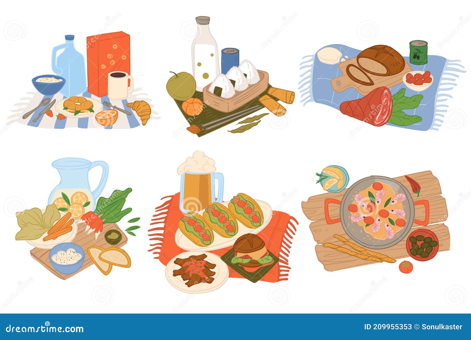 american style diner food clipart