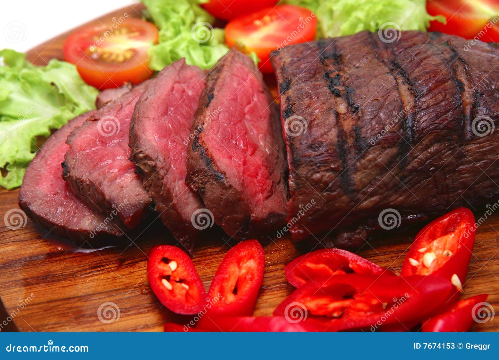 Roast Meat Of Tender Pink Beef Carved And A Whole Joint Stock Image
