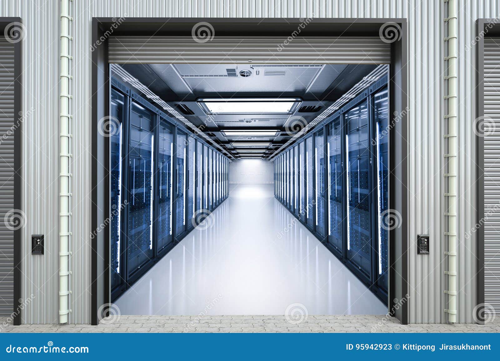Server Computers in Warehouse Stock Illustration Illustration of network, render 95942923