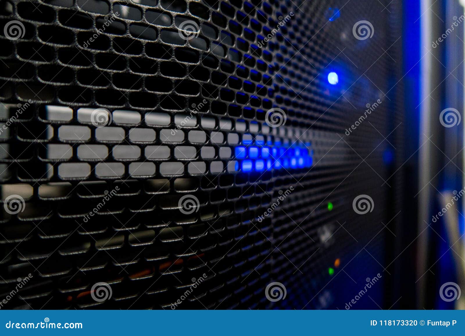 server rack with servers and cables. server racks, server room
