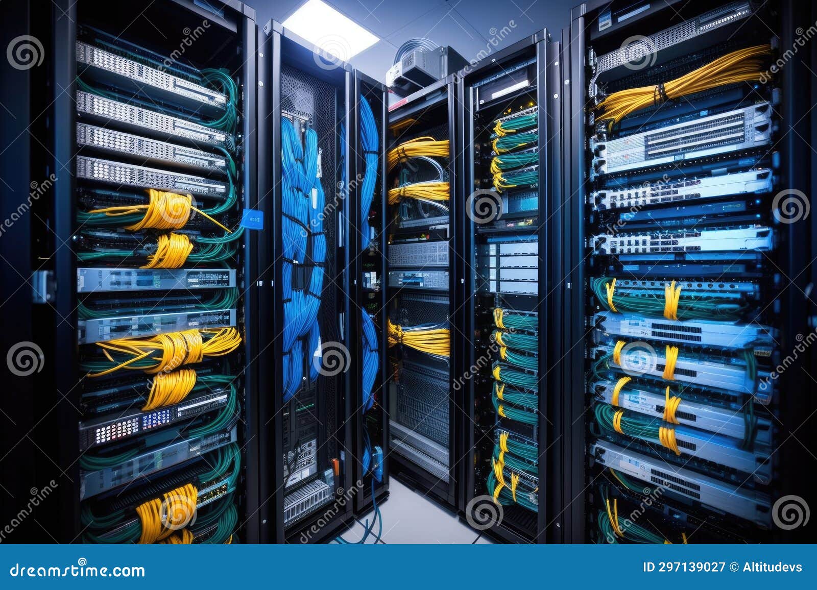Server Rack Showing Network Interfaces for Voip Stock Image Image of