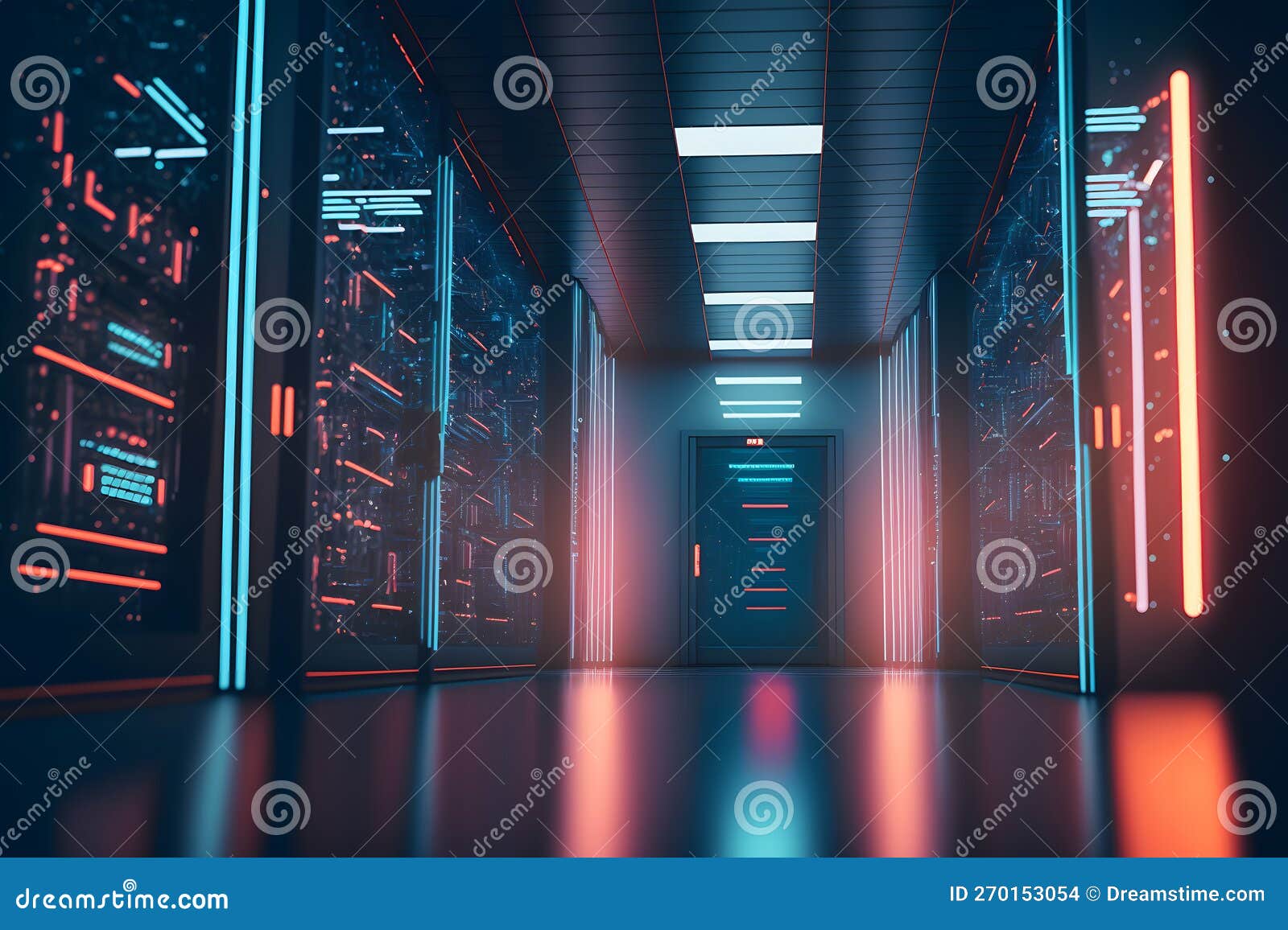 Server Racks in Computer Network Security Server Room Data Center