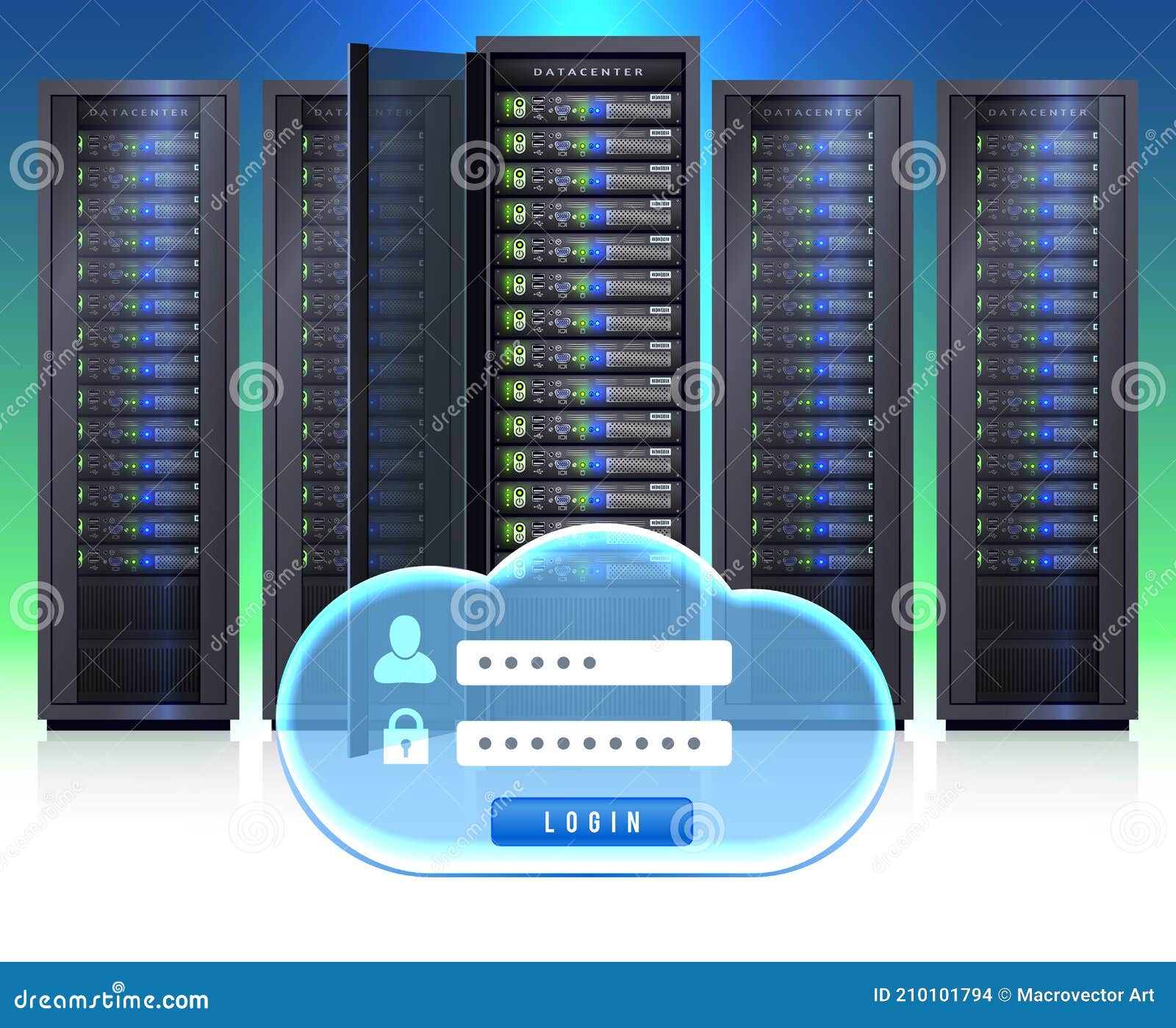 Server Racks Realistic Login Icon Stock Vector Illustration of device network 210101794