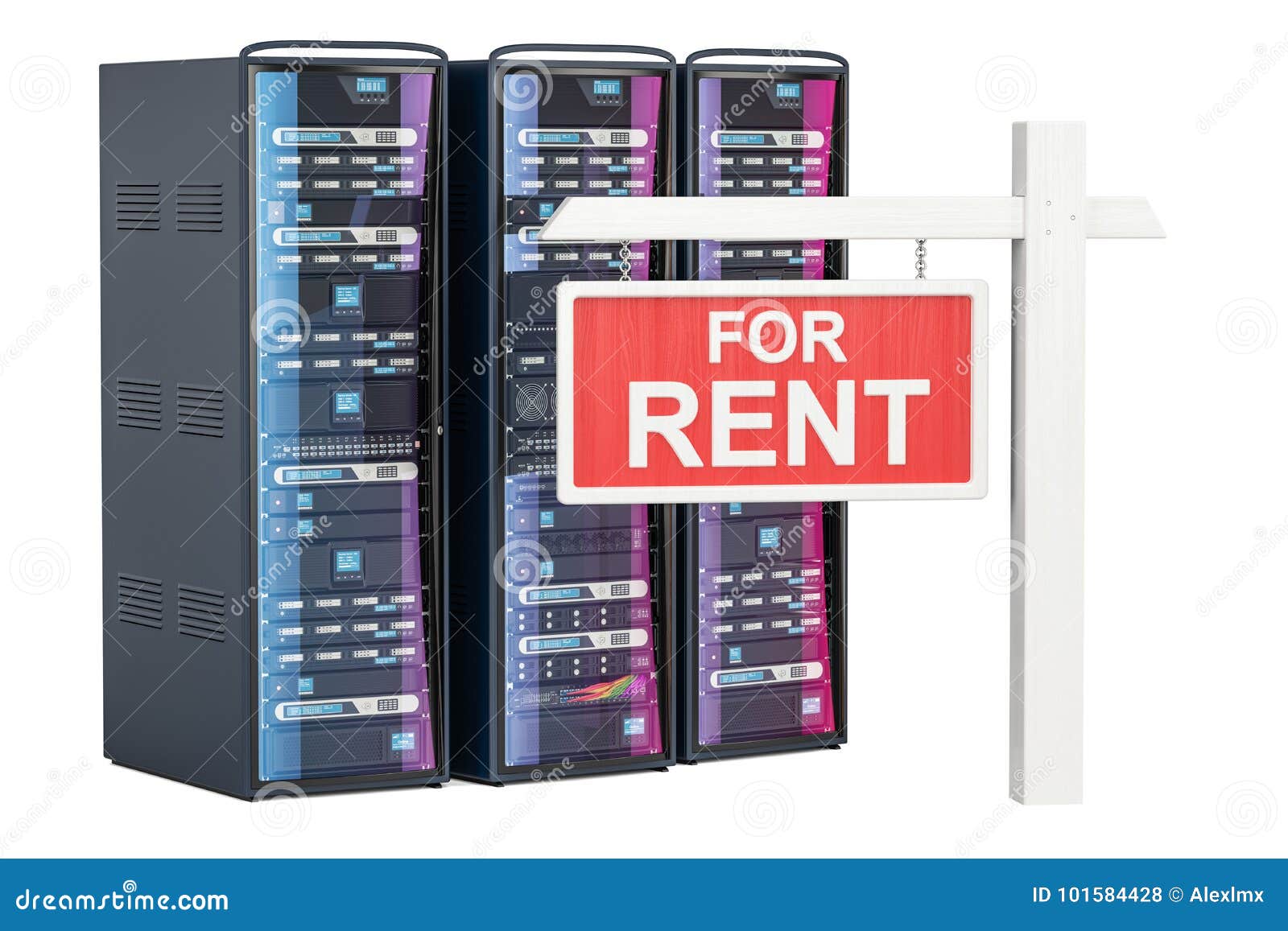 Server Rental Concept, 3D Rendering Stock Illustration Illustration