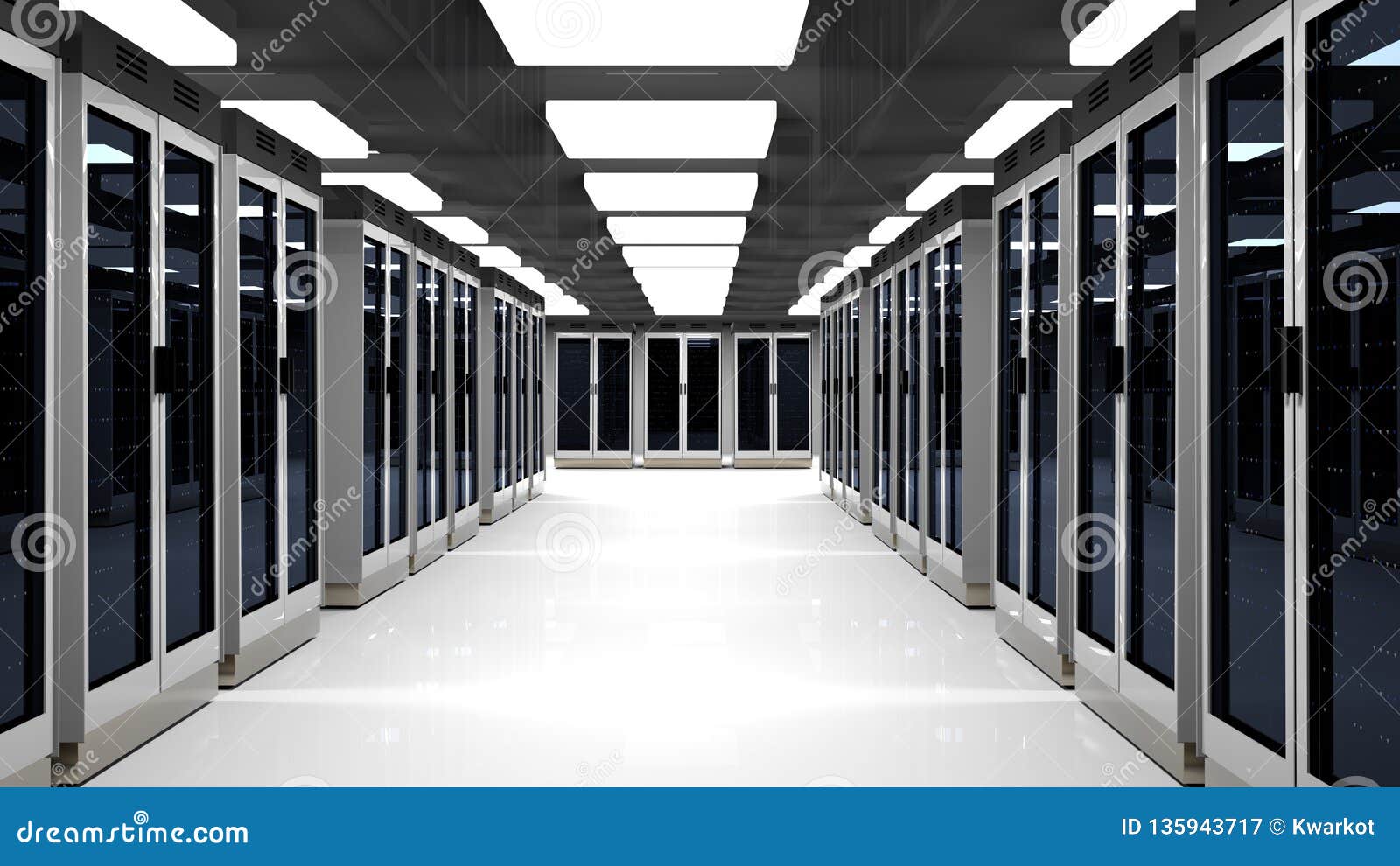 Server Room Data Center 3d Rendering Stock Illustration