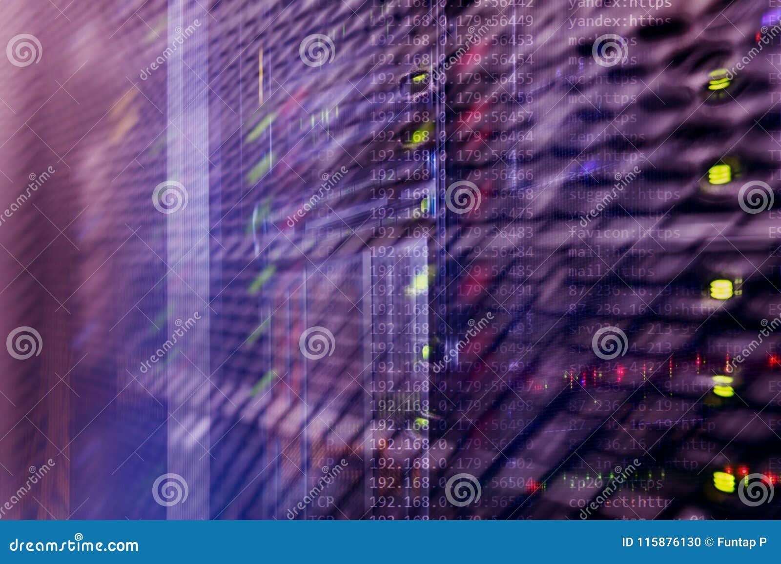 server room interior in datacenter, multi exposure