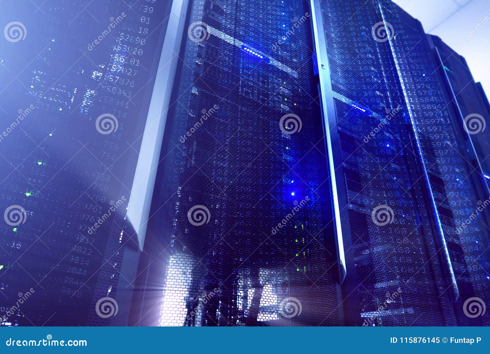 server room interior in datacenter, multi exposure
