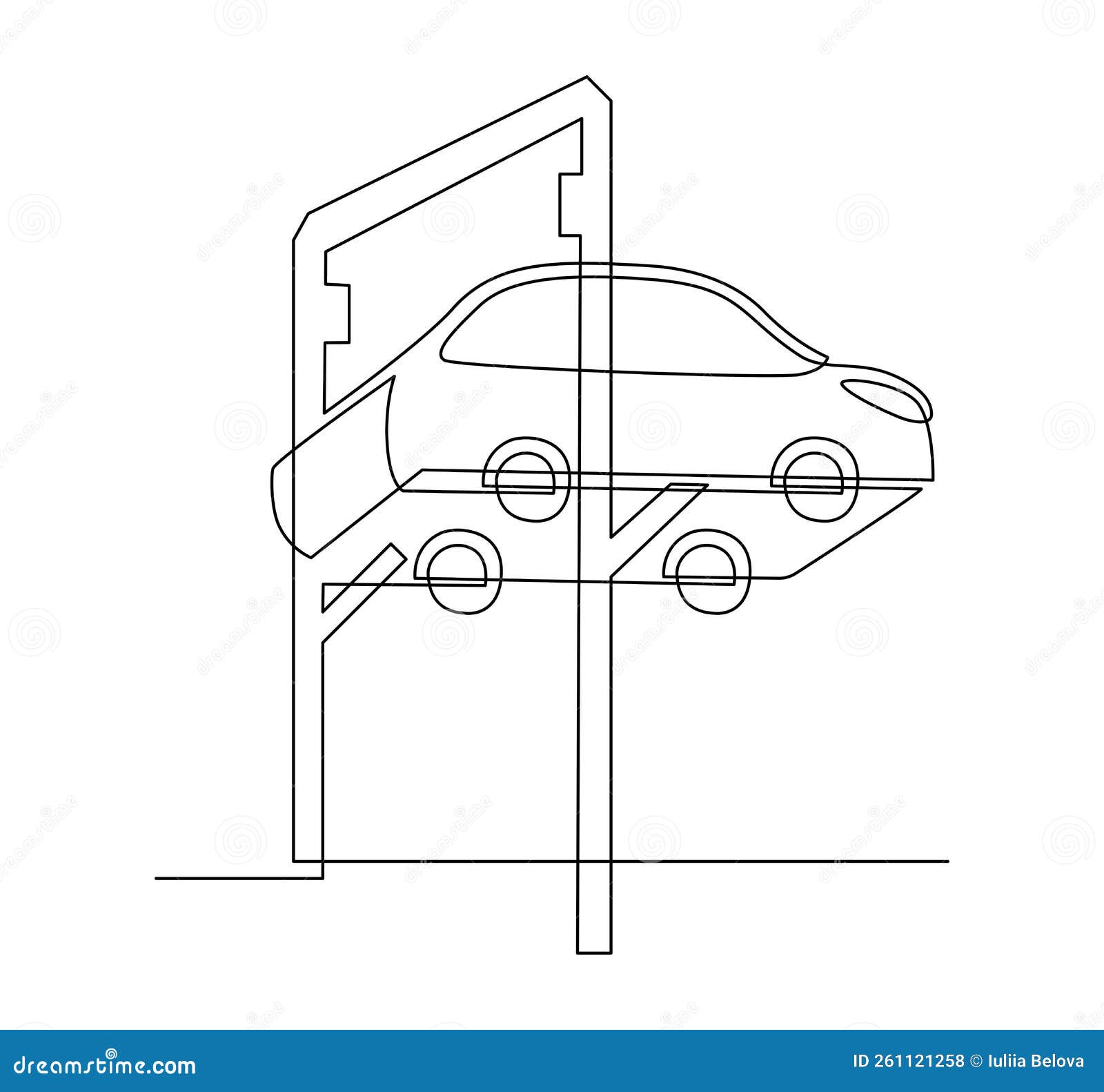 Service Car. Car on Lift. Bottom View Stock Illustration Illustration