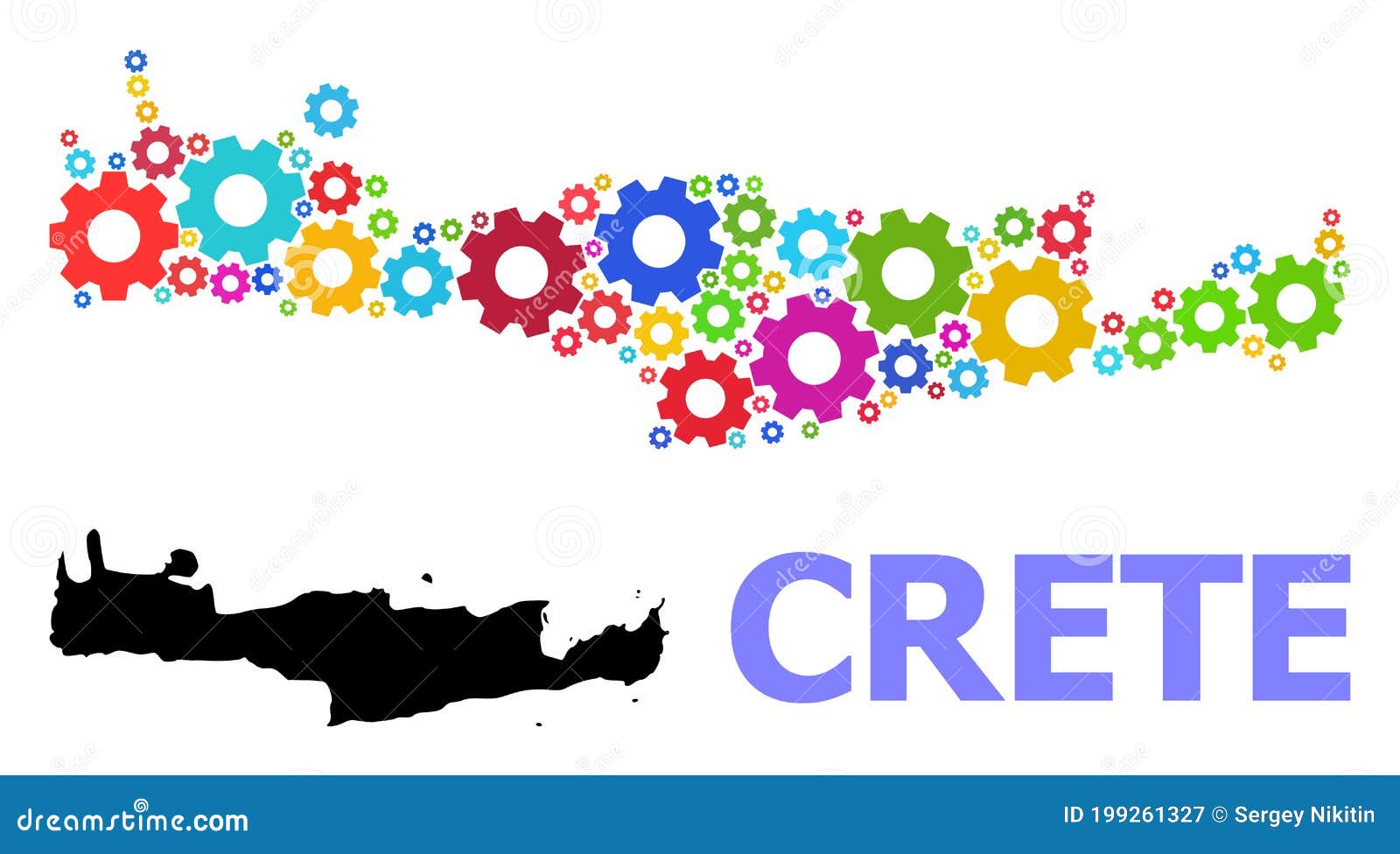 Service Collage Map of Crete Island with Colorful Wheels Stock