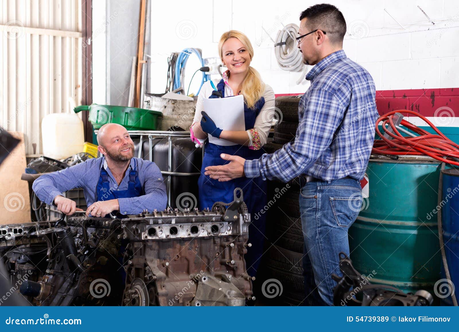 Service crew and driver stock image. Image of repairing 54739389