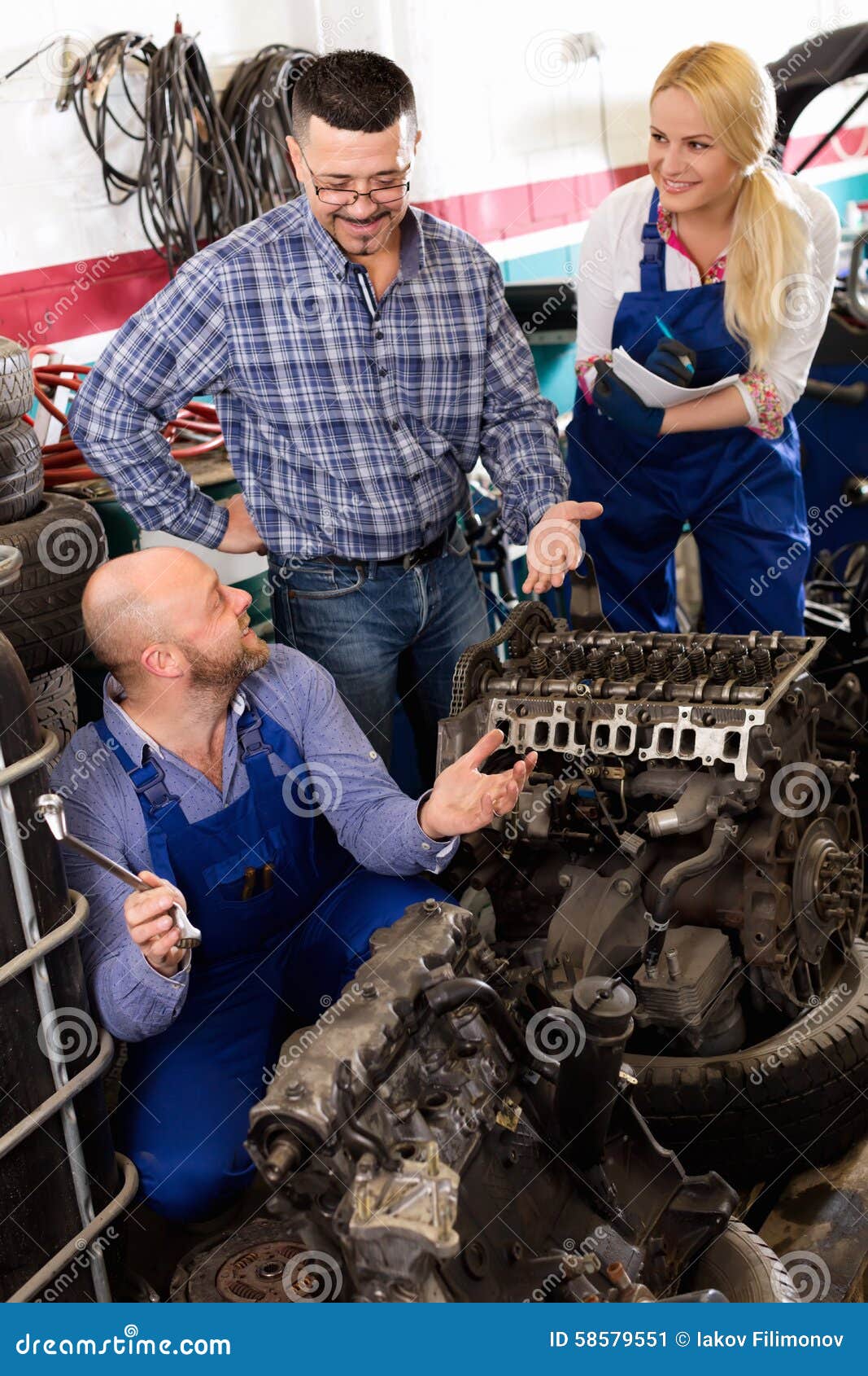 Service Crew and Driver Near Car Stock Image Image of european