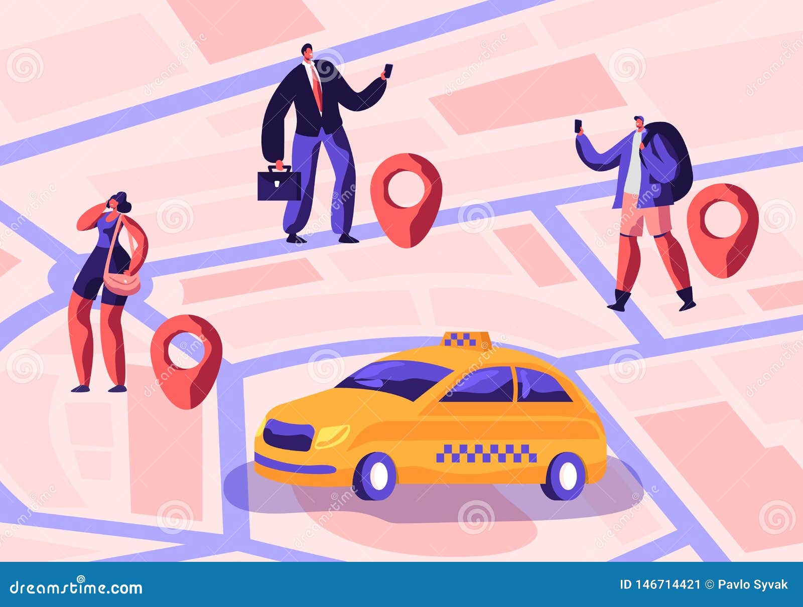 Service De Taxi Conducteur Dans La Cabine Jaune Attendant Et