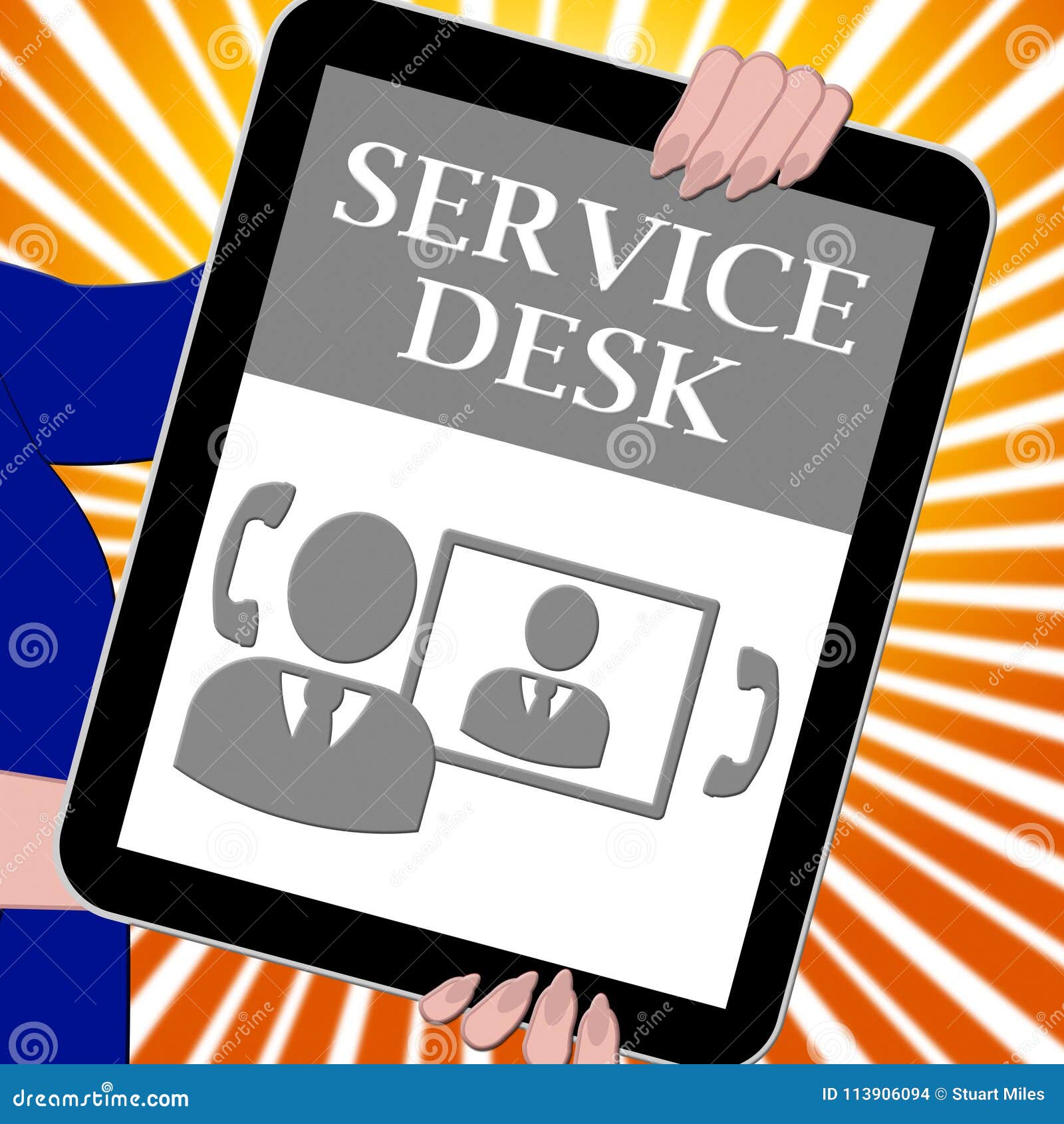Service Desk Tablet Means Support Assistance 3d Illustration Stock