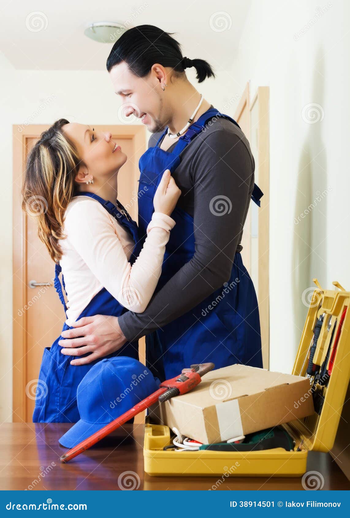 Mechanic Kissing Stock Photos