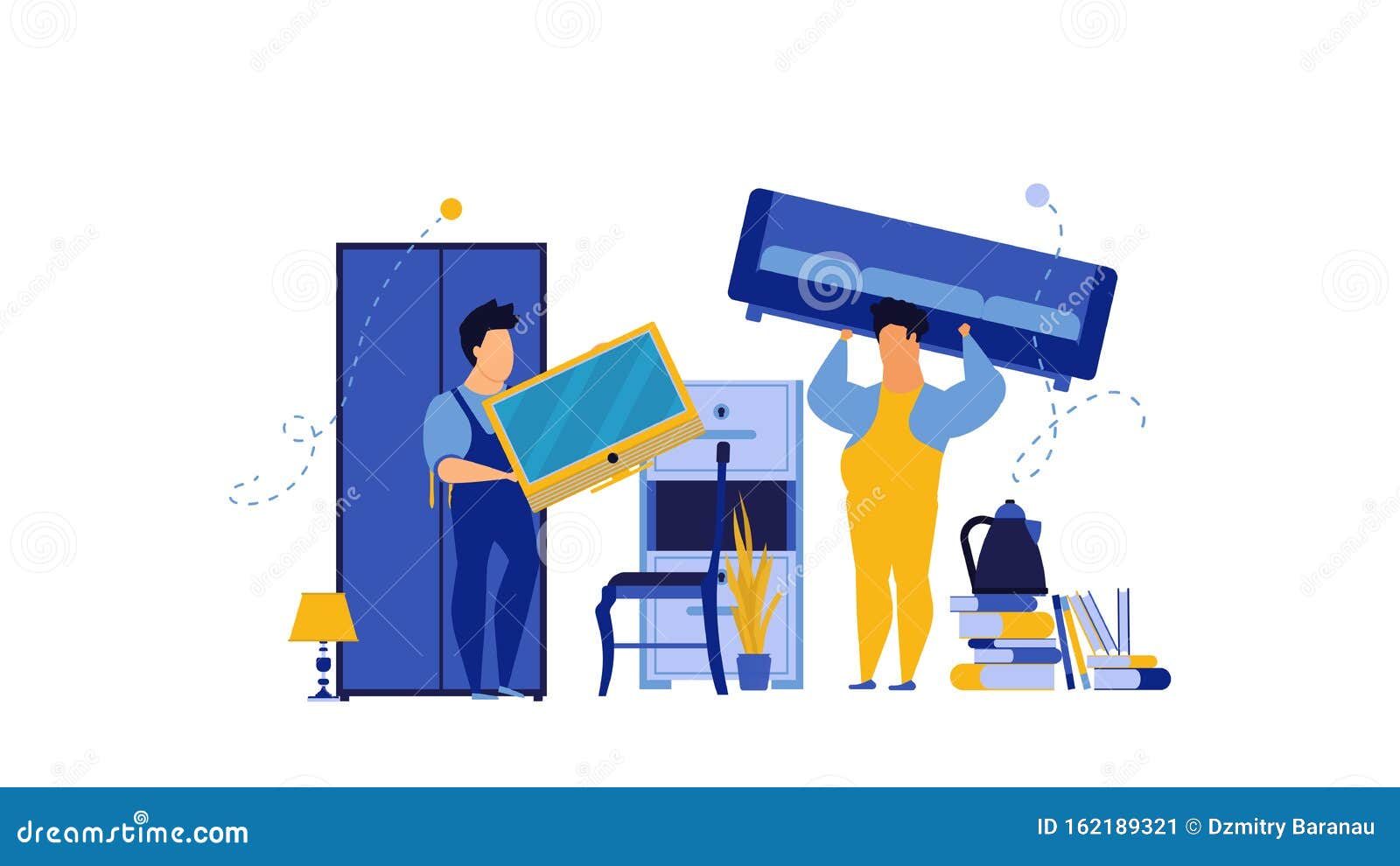 Service Packing People Furniture Vector Illustration Worker Man
