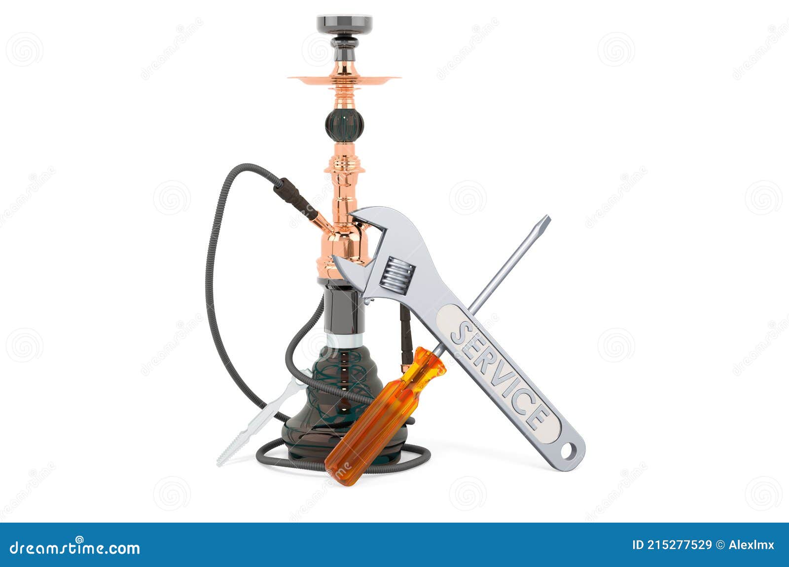 Service and Repair of Hookah, 3D Rendering Stock Illustration