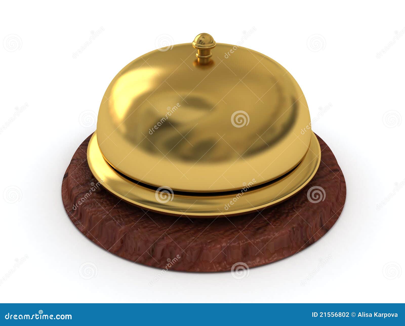 Service Ring Golden Bell on Wooden Stand Stock Photo Image of hospitality, attention 21556802