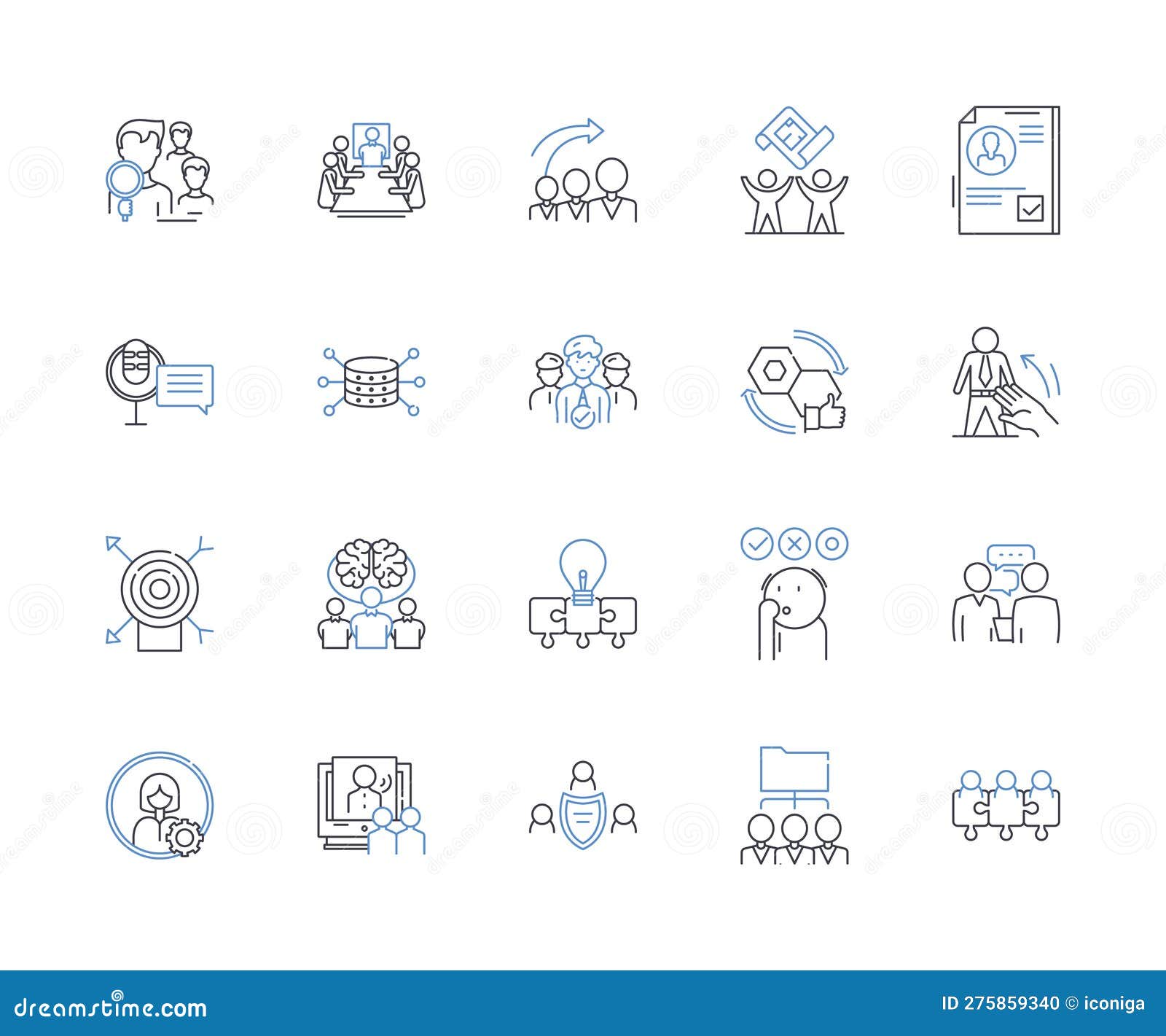 service team line icons collection. support, assistance, help, solutions, customer-centric, empathy, reliability 