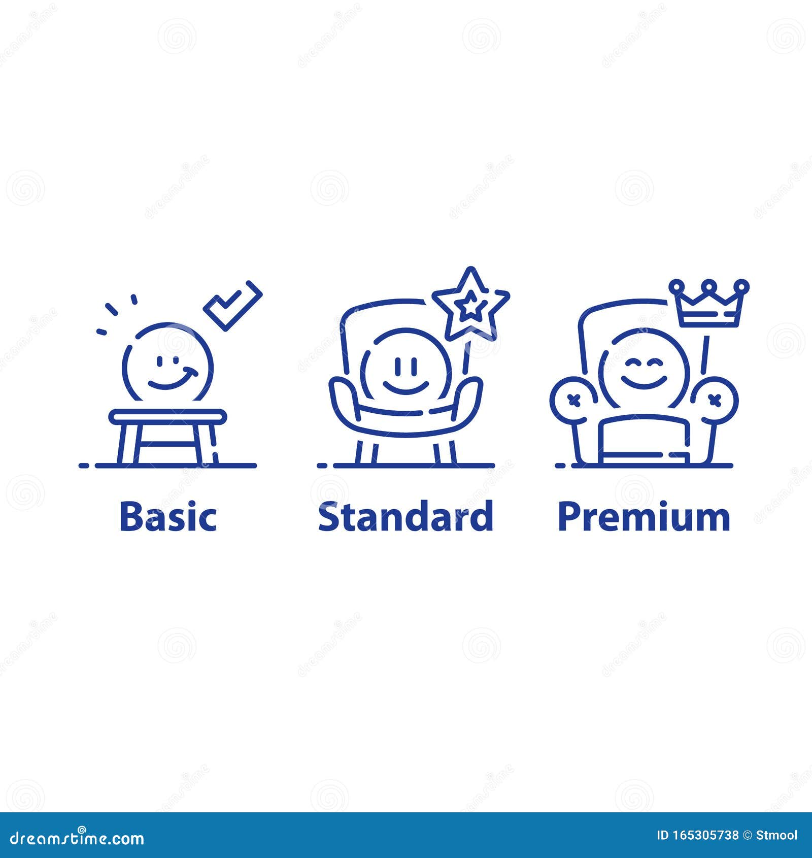 Service Upgrade Concept, Three Options, Basic Subscription, Standard