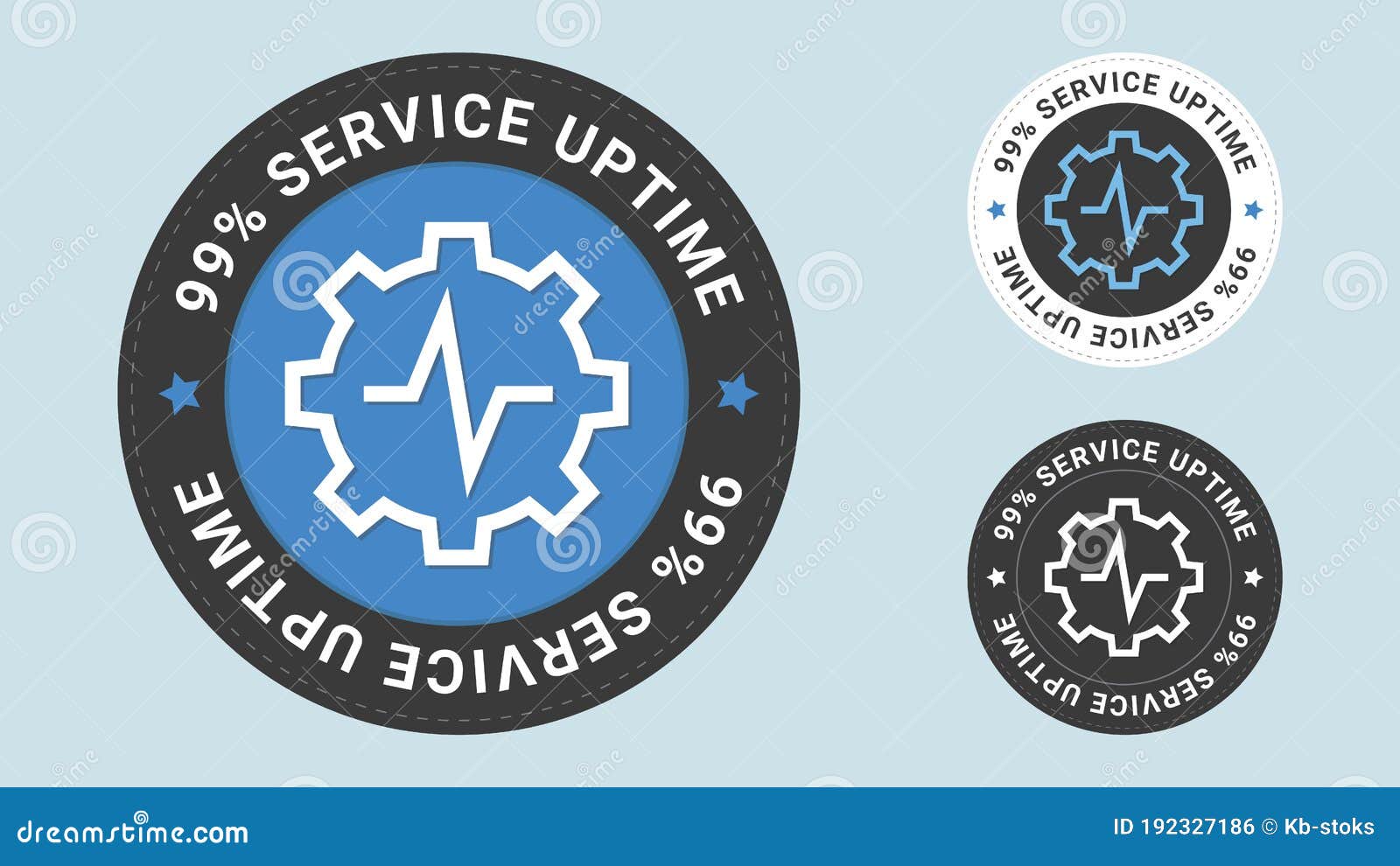 99% service uptime insignia stamp.