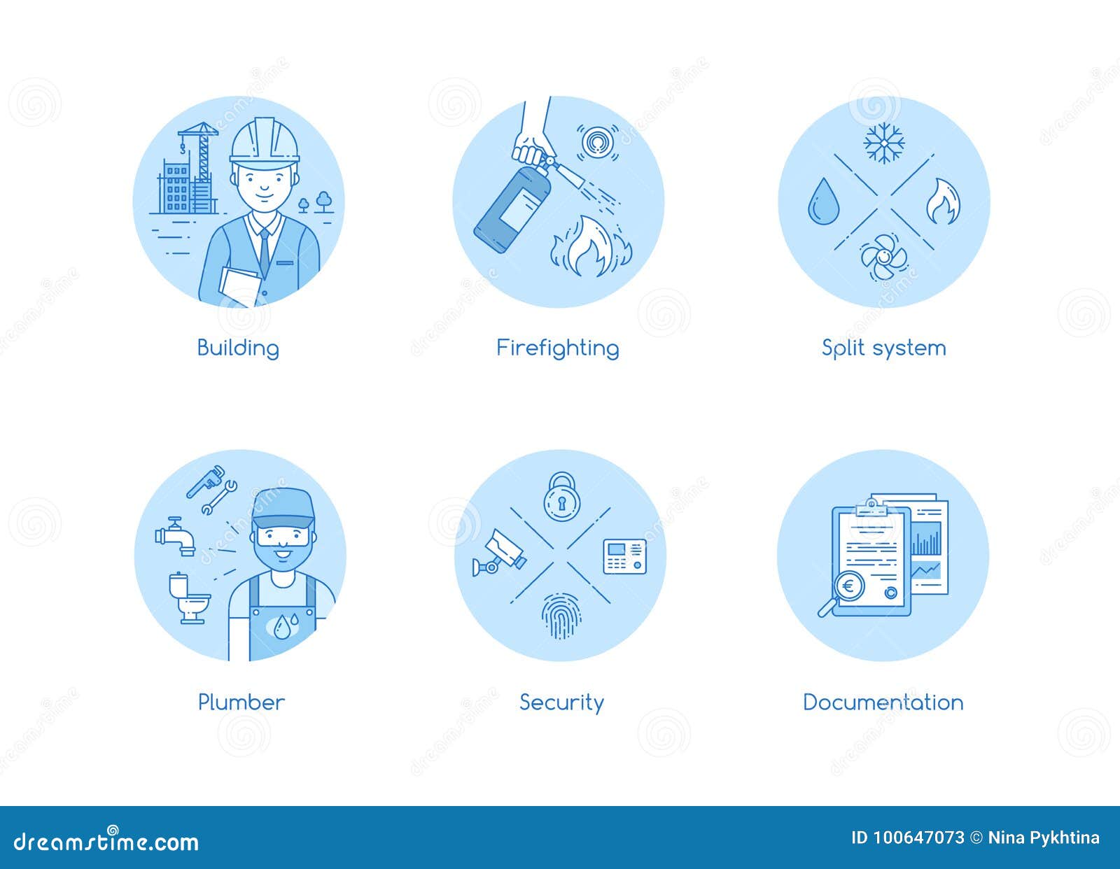 services icon set in lineart style