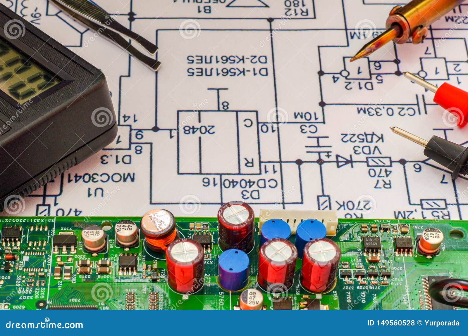 Services and Repair of Electronics, Electronic Boards Stock Photo