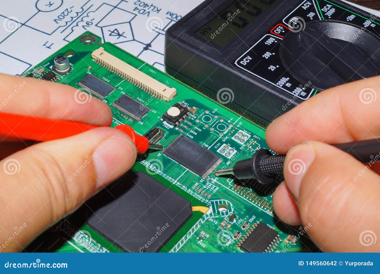 Services and Repair of Electronics, Electronic Boards Stock Photo