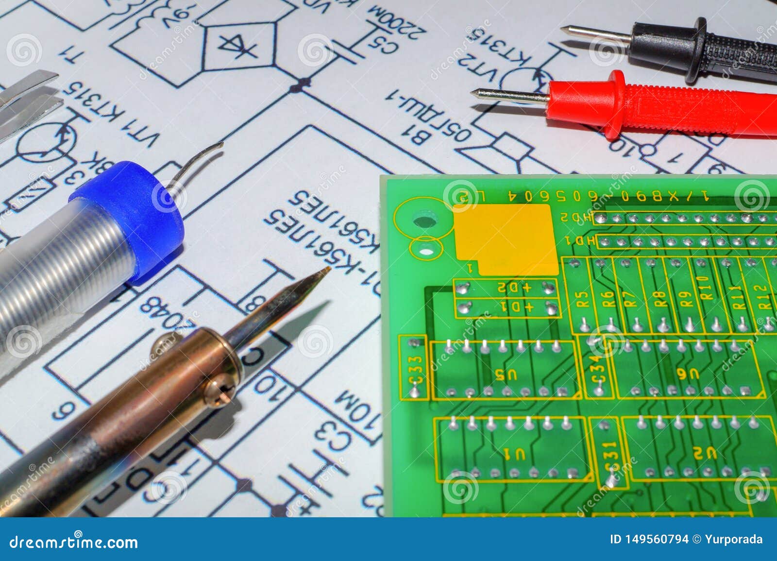 Services and Repair of Electronics, Electronic Boards Stock Photo