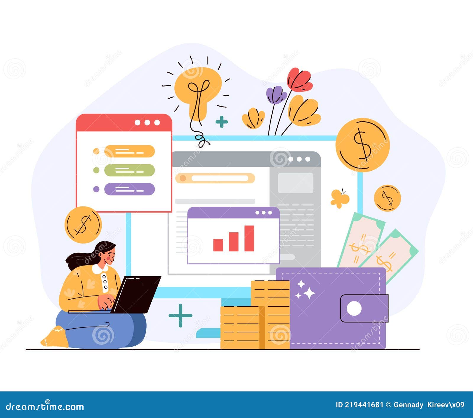 Servicio Financiero Contable Estrategia Comercial Concepto De Inversión.  Vector Plano Dibujos Animados Estilo Moderno Ilustración Ilustración del  Vector - Ilustración de divisa, corporativo: 219441681