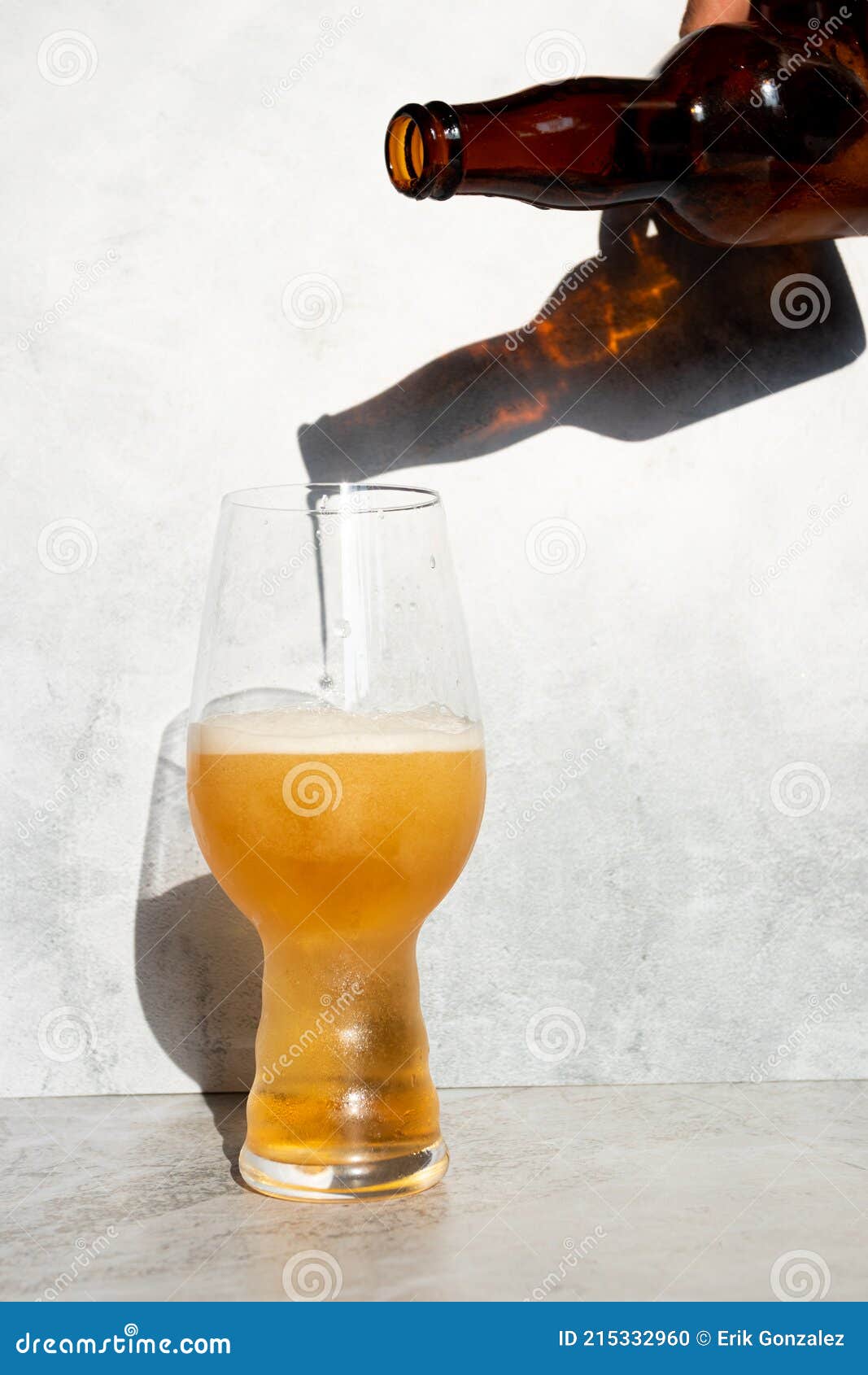 Serving Beer in a Crystal Glass for IPA Stock Photo Image of hand