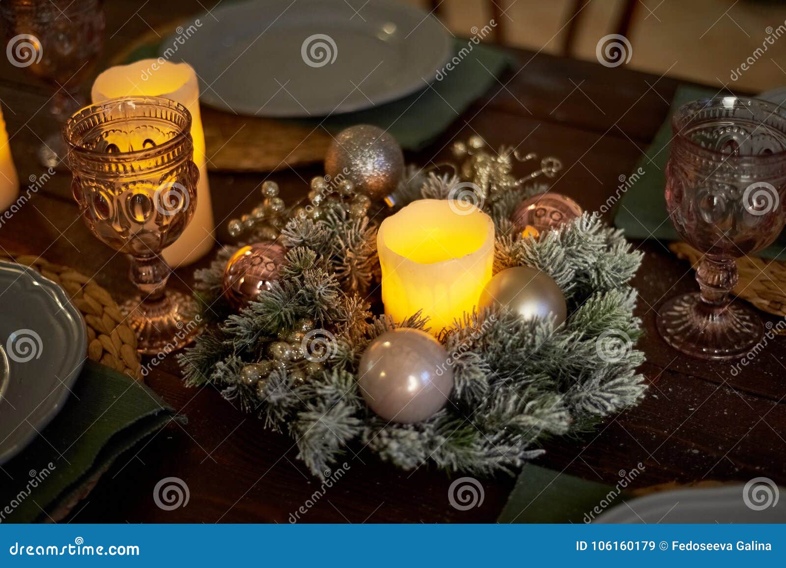 Serving Christmas Buffet .a Rustic, Cosy Style. Warm Shades. Stock