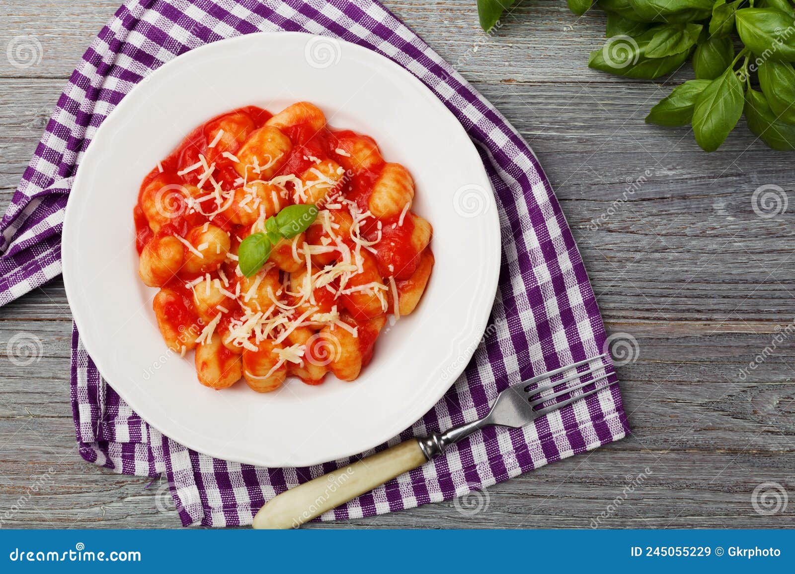 Serving Gnocchi in Tomato Sauce with Cheese Stock Image Image of cuisine, gnocchi 245055229