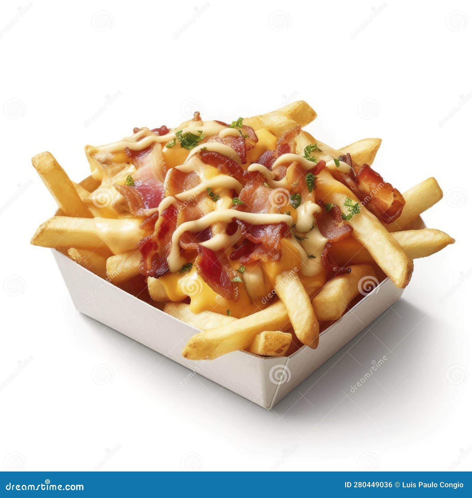 A Serving of Potato Chips with Cheese and Bacon Stock Photo