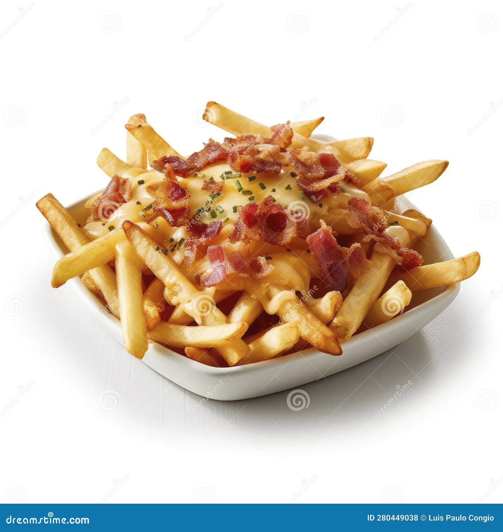 A Serving of Potato Chips with Cheese and Bacon Stock Photo