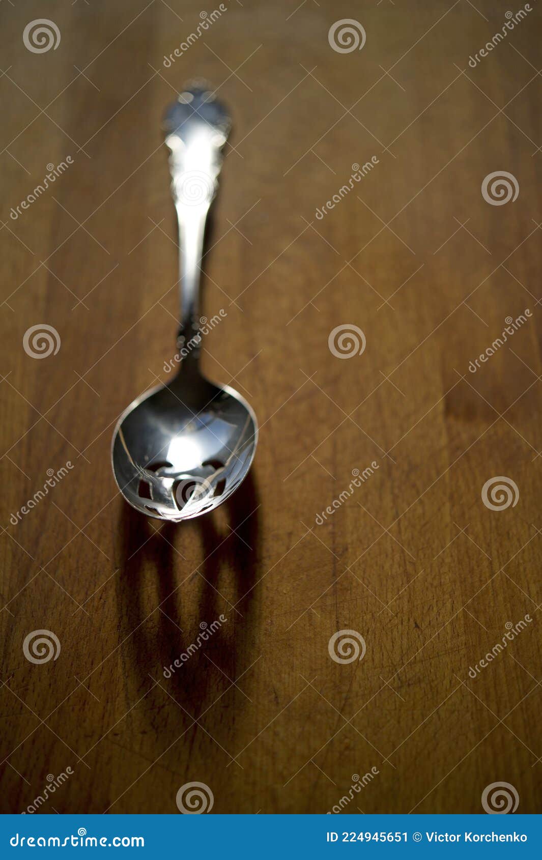 Serving Spoon on a Dark Wood Table Stock Image Image of copy, dark