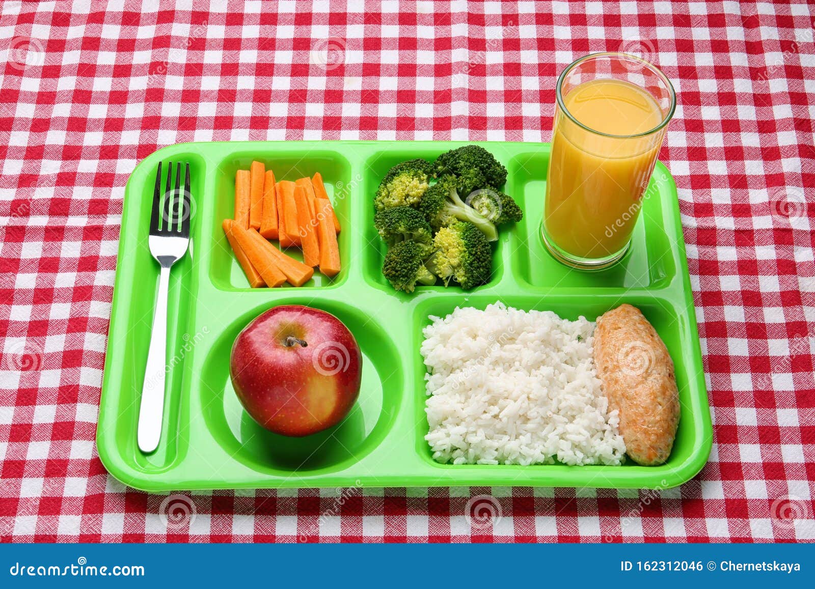 Serving Tray with Healthy Food on Background. School Lunch Stock Photo -  Image of education, carrot: 162312046
