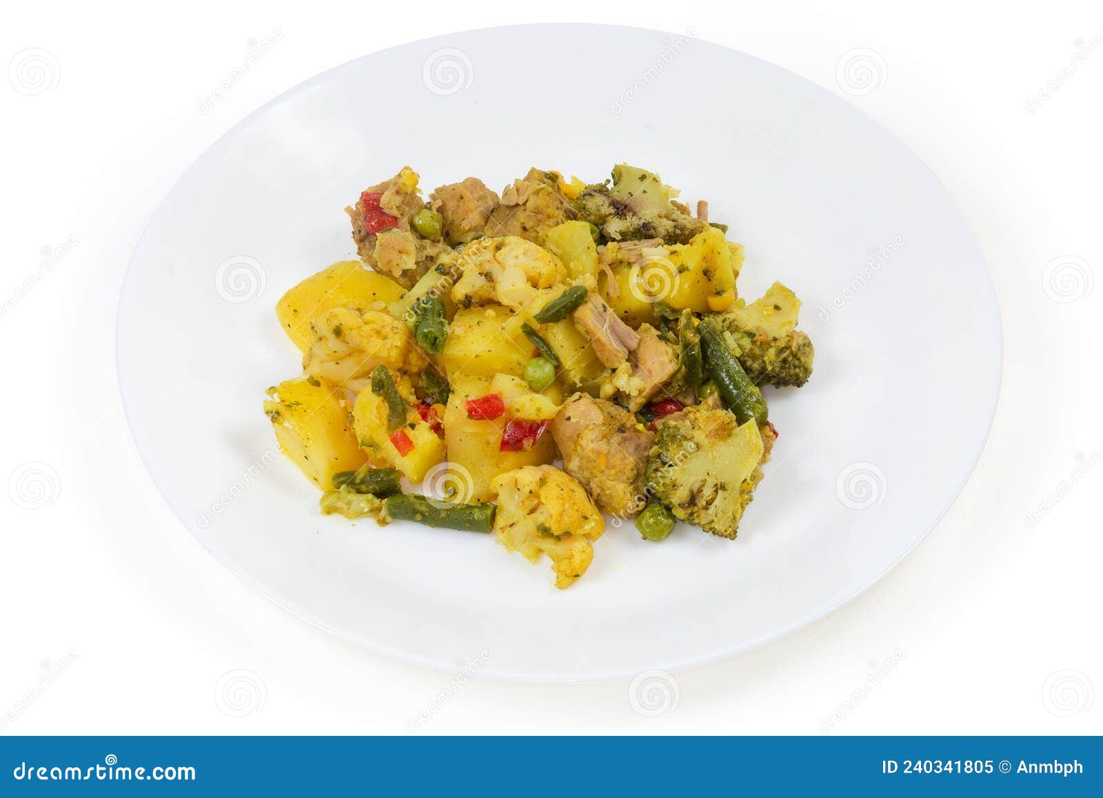 Serving of Vegetable Ragout with Meat on White Dish Stock Image Image