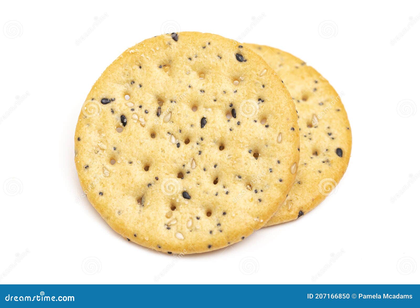 Sesame and Poppy Seed Crackers on a White Background Stock Photo