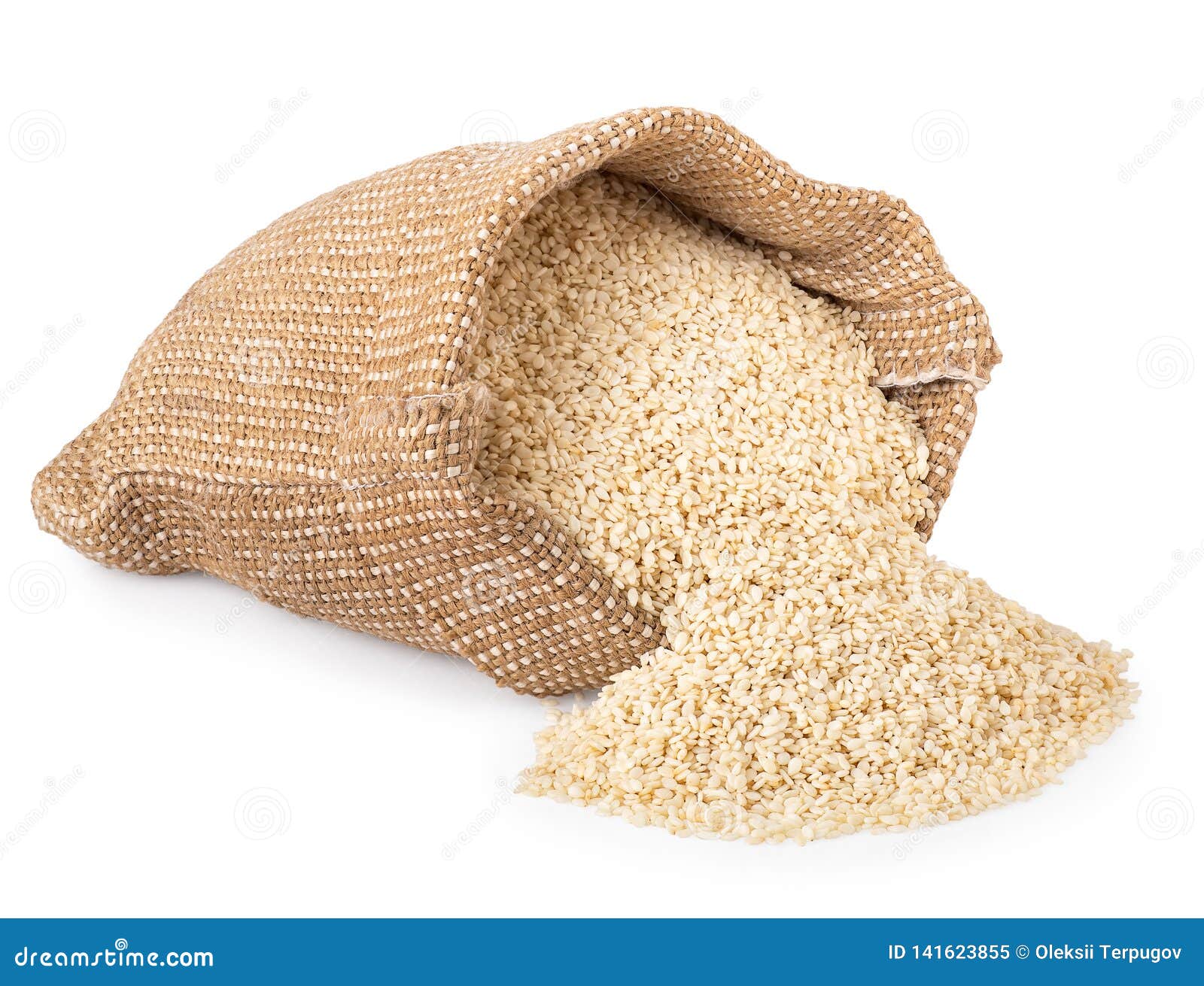 Sesame seeds in burlap bag stock image. Image of brown 141623855