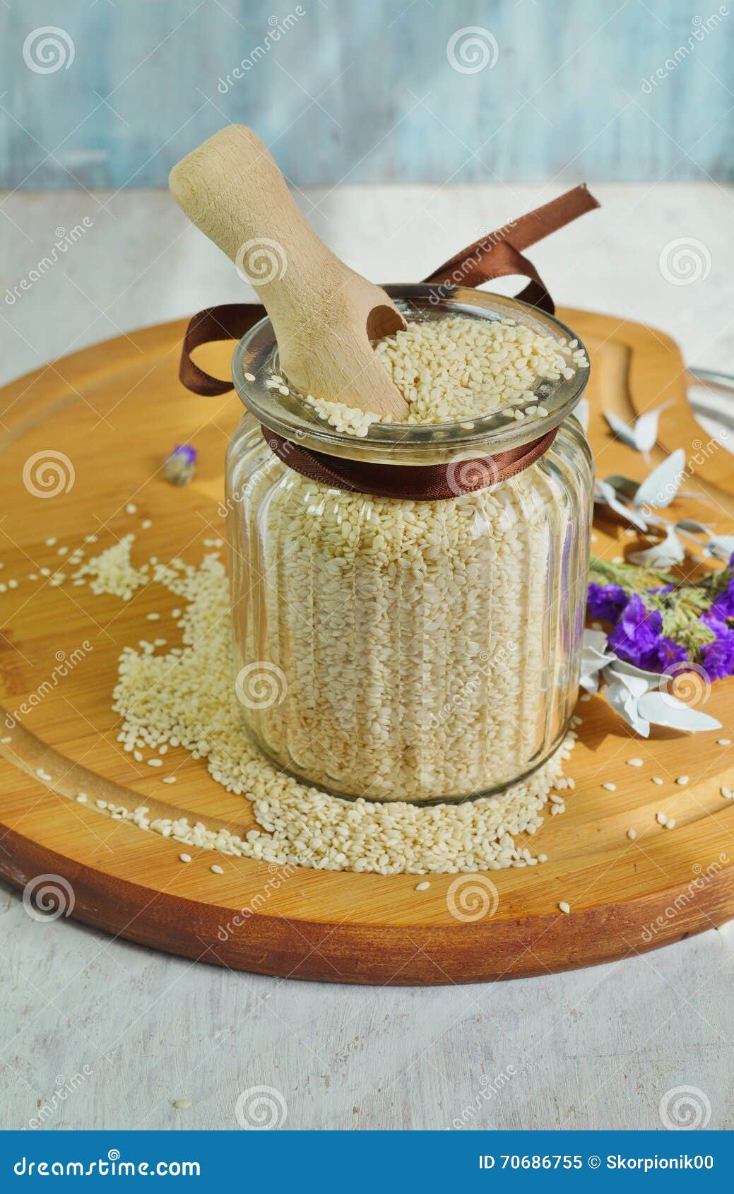 Sesame seeds in a jar stock image. Image of healthy, husked 70686755